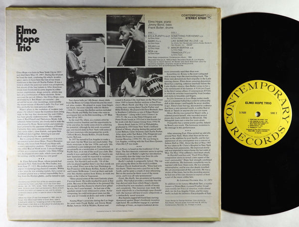 Elmo Hope Trio – With Jimmy Bond & Frank Butler (1959) - VG+ LP Record 1970 Contemporary USA Vinyl - Jazz / Hard Bop