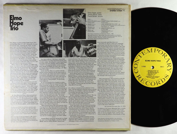 Elmo Hope Trio – With Jimmy Bond & Frank Butler (1959) - VG+ LP Record 1970 Contemporary USA Vinyl - Jazz / Hard Bop - Shuga Records