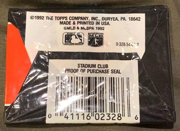 (1) One Pack - New Sealed 1992 Topps Stadium Club Series 1 MLB Baseball Trading Card Pack - 15 Cards - Shuga Records