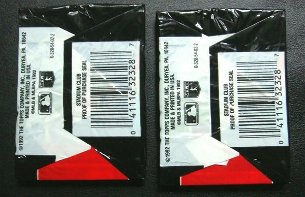 (1) One Pack - New Sealed 1992 Topps Stadium Club Series 2 MLB Baseball Trading Card Pack - 15 Cards - Shuga Records