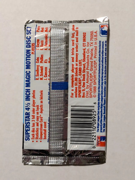 (1) One Pack - New Sealed 1988 SPORTFLICS 3D MLB Baseball Trading Card Star Pack - 3 Cards & 2 Magic Motion Trivia Cards - Shuga Records