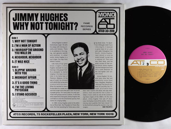 Jimmy Hughes - Why Not Tonight? (1967) - Mint- LP Record 1981 ATCO Japan Vinyl & Insert - Soul - Shuga Records