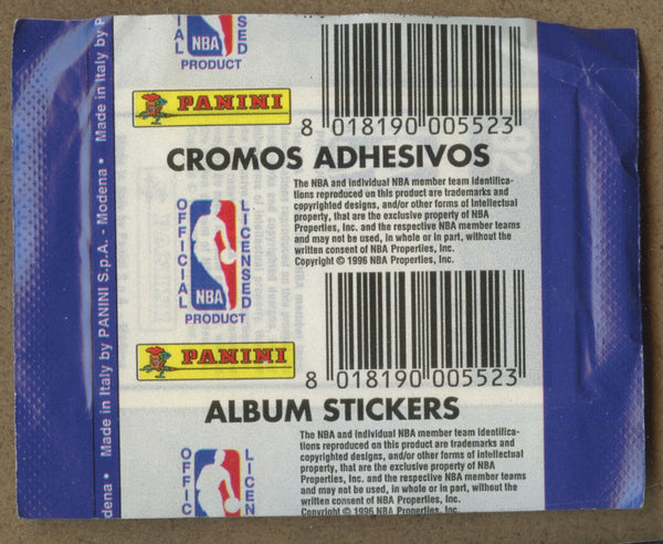 (1) One Pack - 1996-1997 Italy PANINI NBA Basketball Trading Sticker Card - 6 Stickers - Shuga Records
