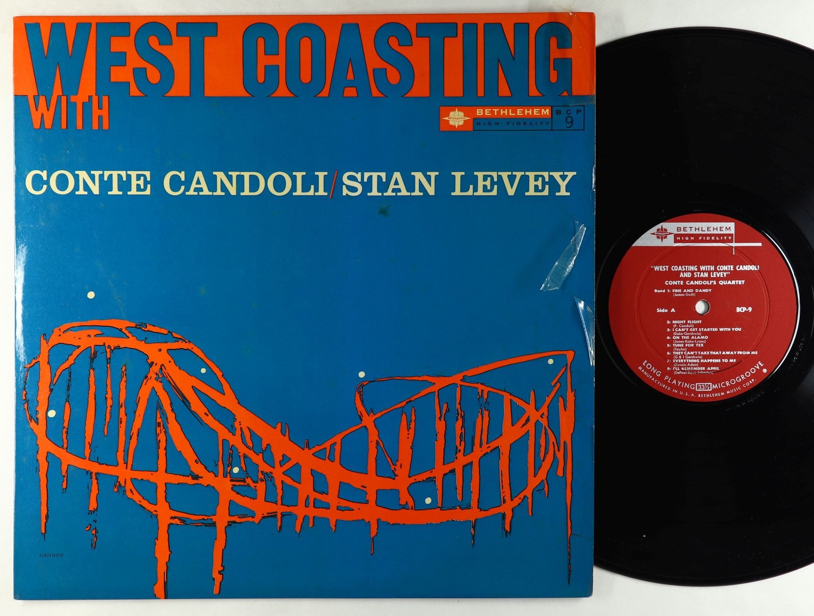 Conte Candoli's Quartet / Stan Levey's Sextet - West Coasting With - VG+ LP Record 1957 Bethlehem USA Mono Original Vinyl - Jazz / Cool Jazz / Bop - Shuga Records