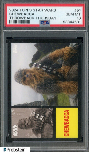 Chewbacca - 2024 Topps Star Wars Throwback Thursday #51 Card - PSA 10 GEM MINT - Shuga Records