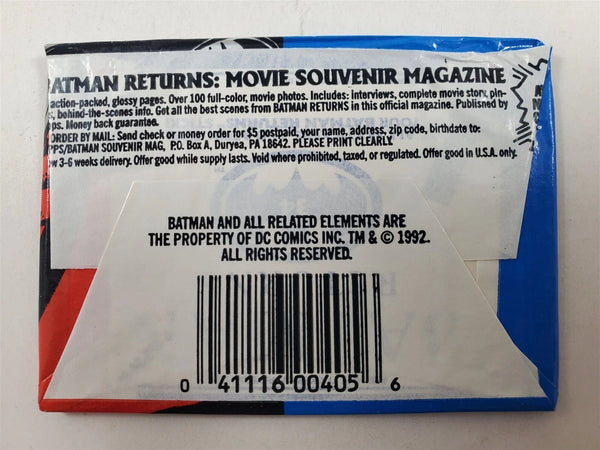 (1) One New Pack 1992 Topps Batman Return Movie PHOTO STICKER Trading Card - 5 Cards - Shuga Records