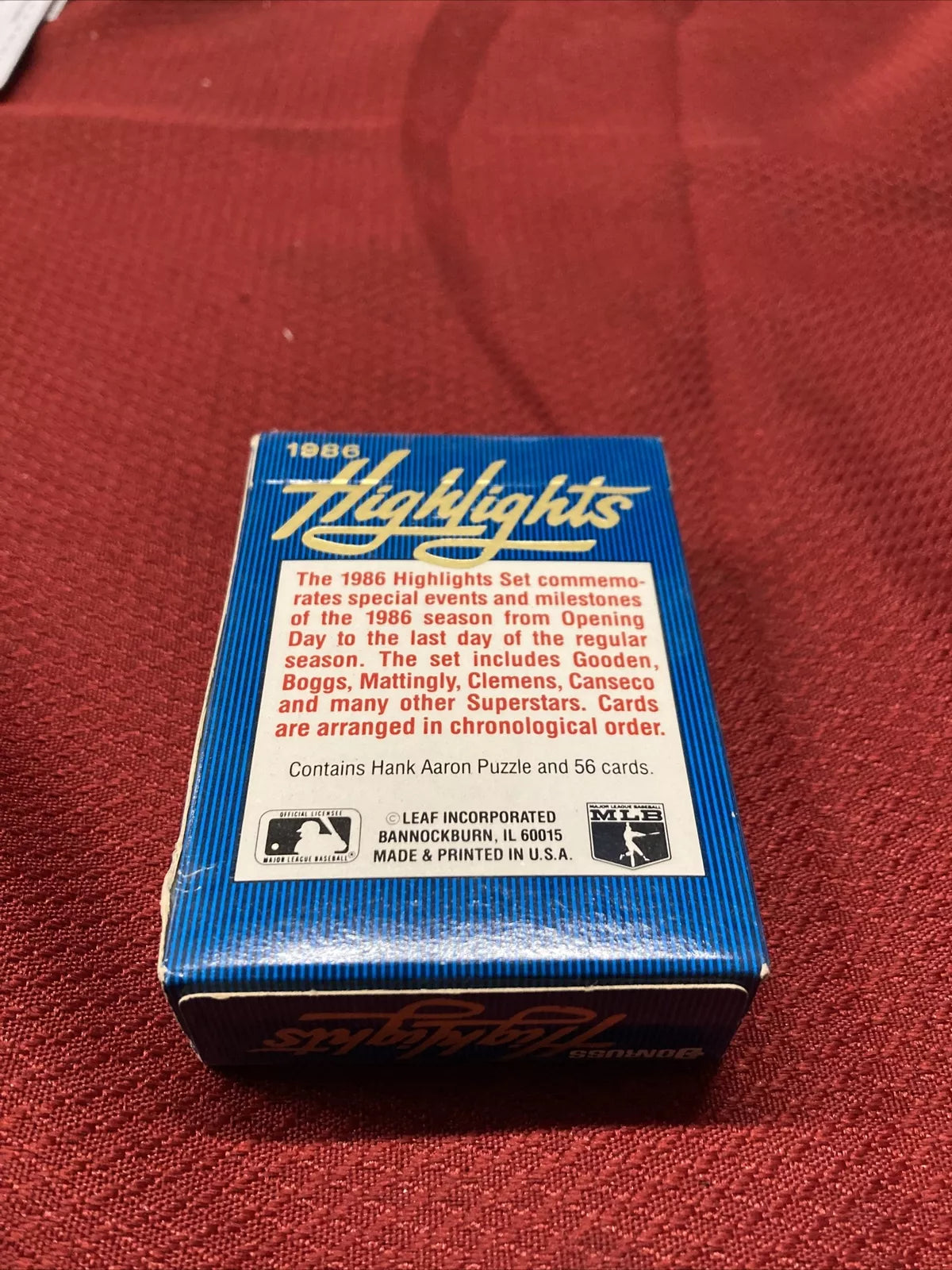 1986 MLB Donruss Highlights Baseball Card Complete Sealed Set - 56 