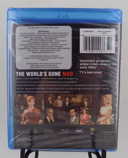 Mad Men: Season Three (2009) - New M Bluray 2009 Lionsgate Sealed DVD - Shuga Records