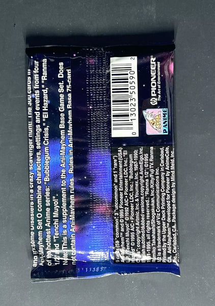 (1) One Booster Pack - 1995 PIONEER ANI-MAYHEM Set #0 - Anime Series Bubblegum Crisis, El Hazard, Ranma 1/2, Tenchi Muyo Trading Card Game - 9 Cards - Shuga Records