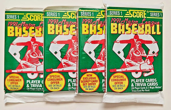 (1) One Pack - New Sealed 1991 SCORE Series 1 MLB Baseball Trading Cards - 16 Cards - Shuga Records