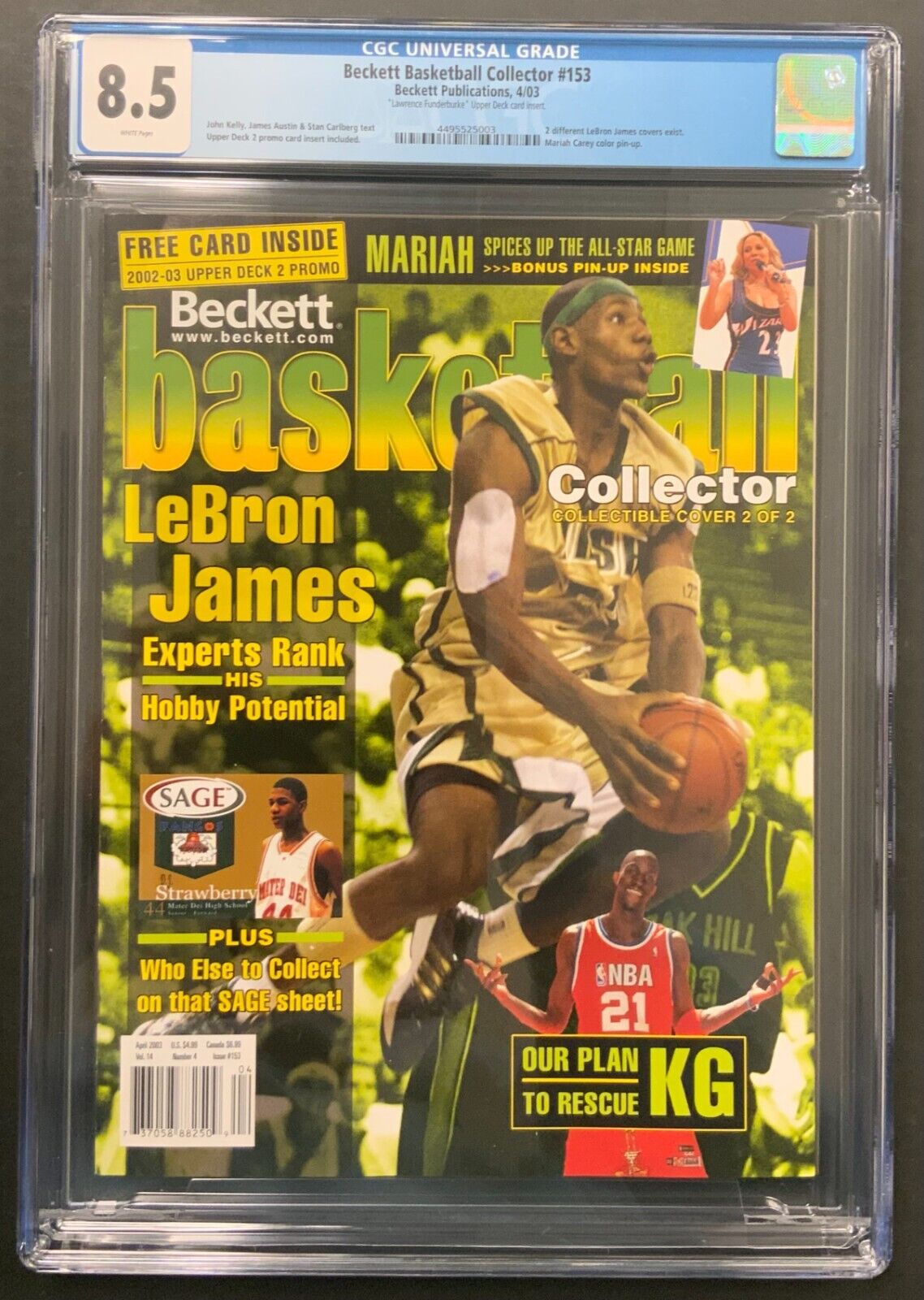 2003 Beckett Magazine #153 LeBron James Rookie Year Cover #2 Graded CGC 8.5 Basketball - Shuga Records