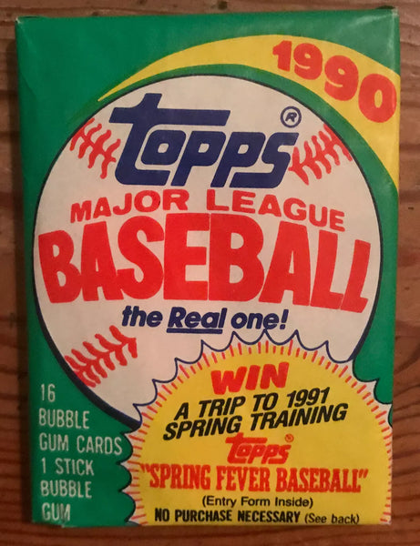 (1) One Pack - New Sealed Topps 1990 MLB Baseball Trading Card Pack - 16 Cards - Shuga Records