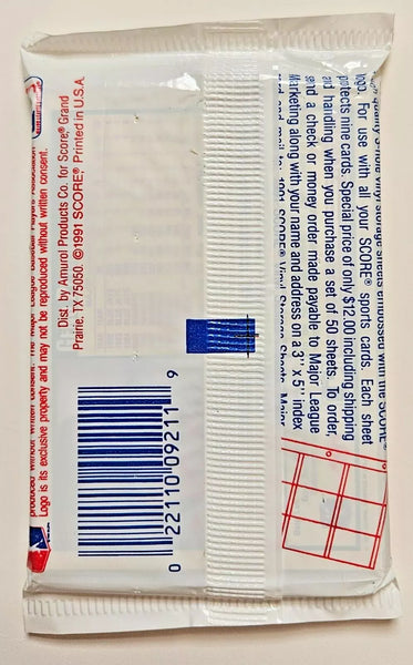 (1) One Pack - New Sealed 1991 SCORE Series 1 MLB Baseball Trading Cards - 16 Cards - Shuga Records