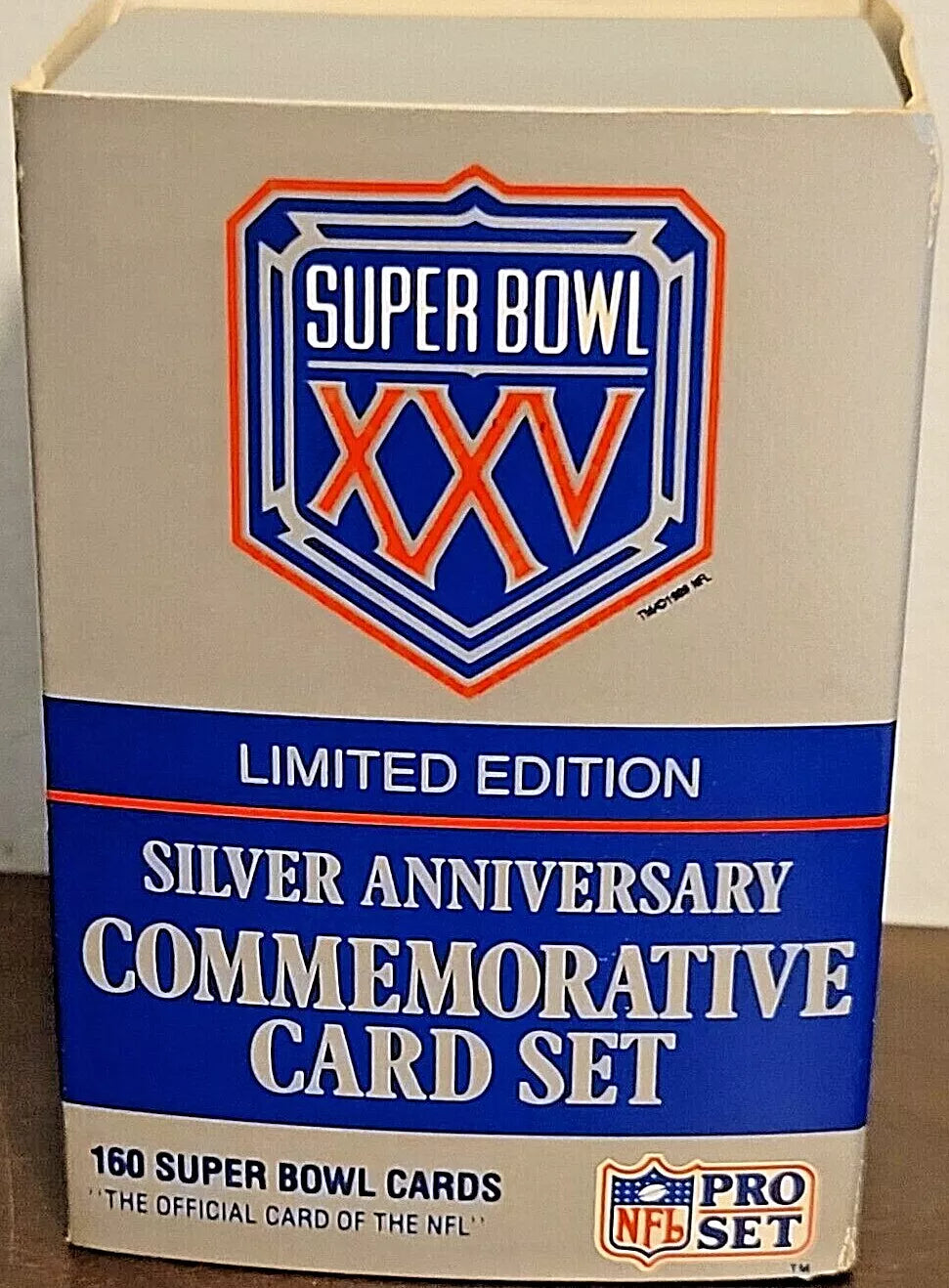 1990 NFL PRO SET Super Bowl 25 XXV Limited Edition Silver Anniversary Commemorative Card Set - 160 Cards - Shuga Records
