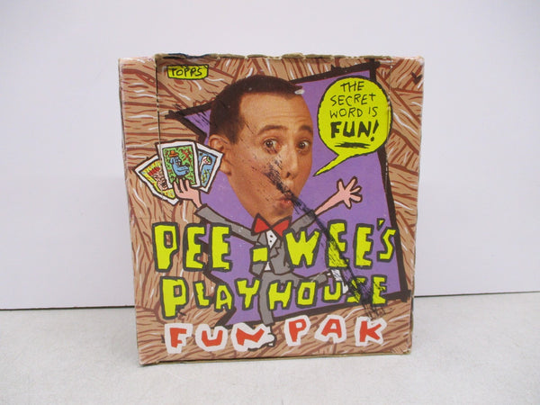 (1) One Pack - 1988 Topps Pee-wee's Playhouse Fun Pak Trading Card - 3 Cards, 1 Sticker, 1 Sheet Of Tattoos, 1 Wiggle Toy, 1 Activity Card - Shuga Records