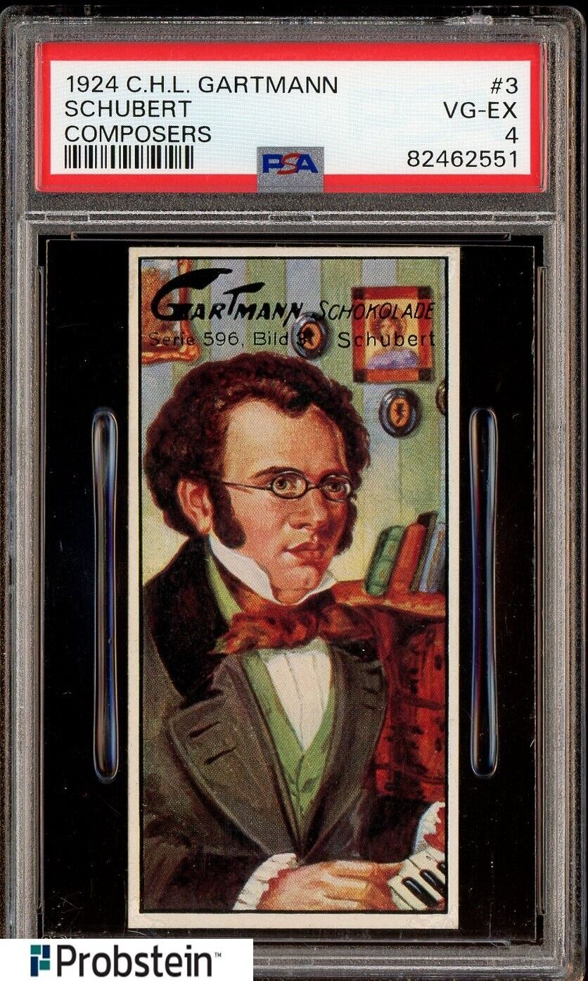 1924 C.H.L. Gartmann Composers #3 Card - Franz Peter Schubert - PSA 4 VG-EX - Shuga Records