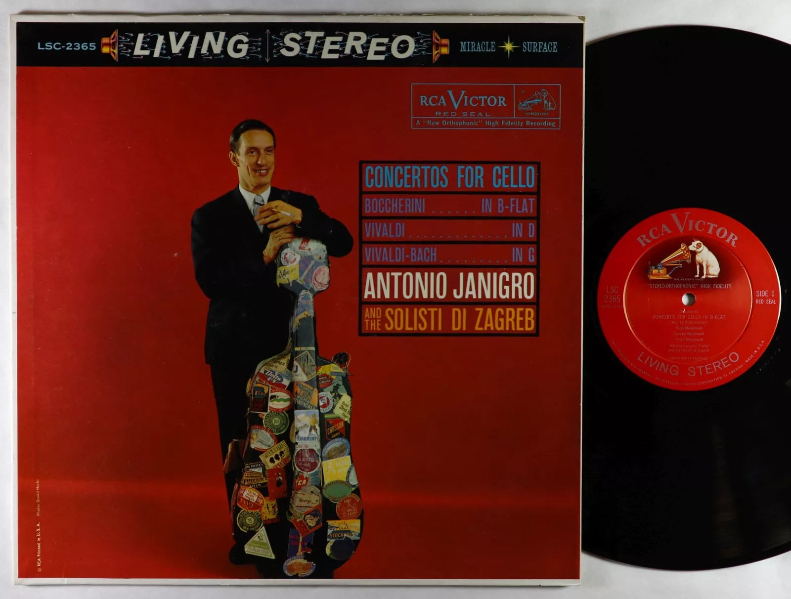 Antonio Janigro - Boccherini/Vivaldi/Vivaldi - Concertos For Cello - Mint- LP Record 1960 RCA Living Stereo USA Shaded Dog 1s/1s Vinyl - Classical - Shuga Records