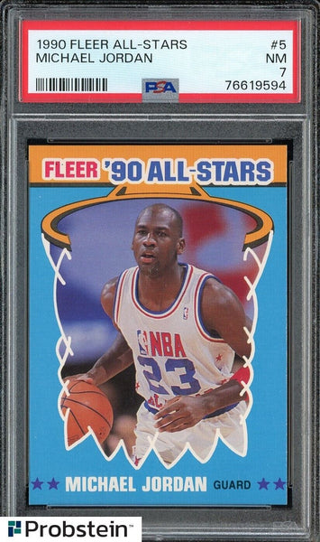 1990 Fleer All-Stars #5 Card - Michael Jordan Chicago Bulls HOF PSA 7 EX-NM - Shuga Records