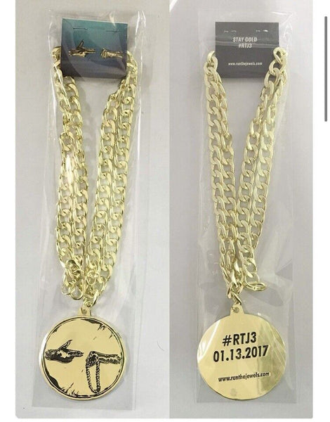 Run The Jewels ‎– Run The Jewels 3 - New 2 LP Record 2017 USA Gold Vinyl, Insert, Poster, Sticker Sheet & Pendant & Gold Chain - Hip Hop / Hardcore Hip-Hop - Shuga Records