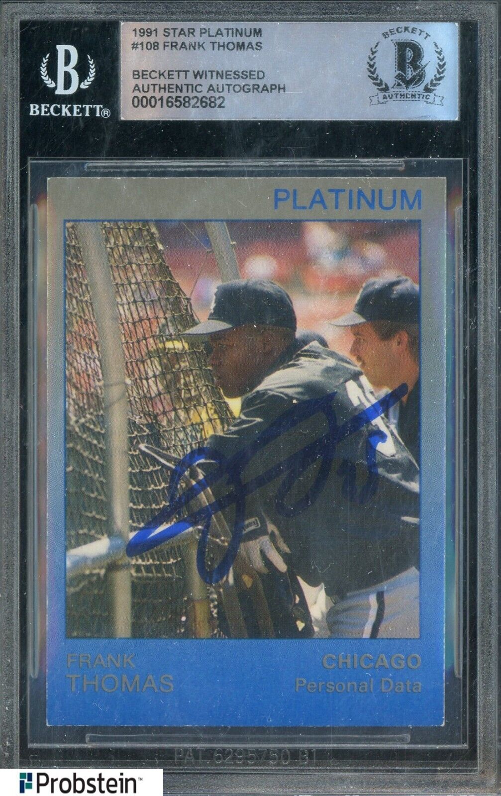 Signed Autographed - Frank Thomas - 1991 Star Platinum #108 Card - BGS BAS Beckett - Shuga Records