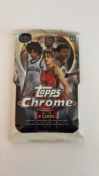 (1) New One Pack - 2023-2024 Topps Chrome NBA Basketball Trading Card - 8 Cards Per Pack - Shuga Records