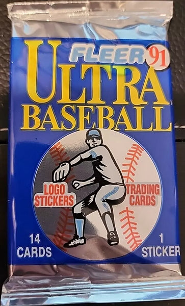 (1) One Pack - New Sealed 1991 FLEER ULTRA MLB Baseball Trading Card Pack - 14 Cards & 1 Sticker - Shuga Records