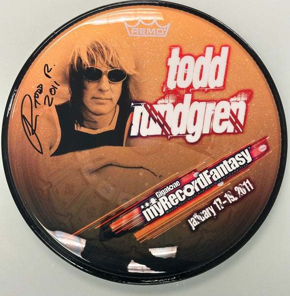 Signed Autographed 2011 - TODD RUNDGREN - 12" Drumhead Drum Head - JSA COA Authentic - Shuga Records