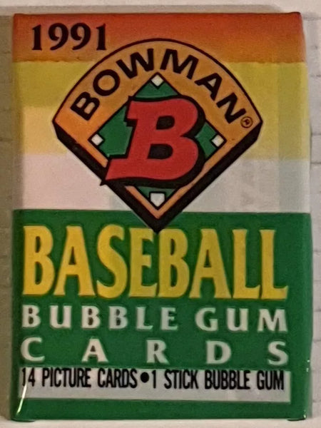(1) One Pack - New Sealed Bowman 1991 MLB Baseball Trading Card Pack - 14 Cards - Shuga Records