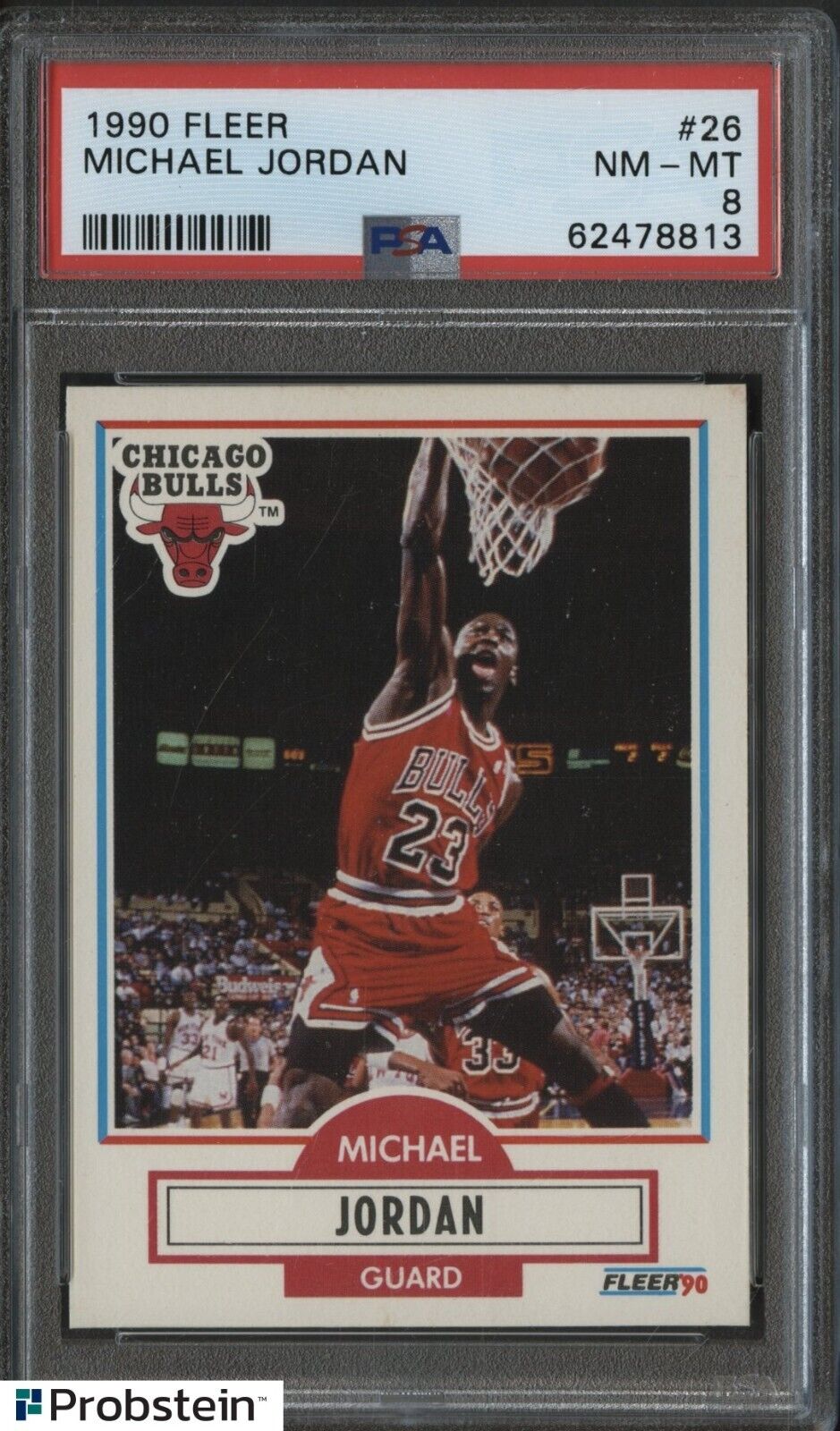 1990 Fleer Basketball #26 Card - Michael Jordan Chicago Bulls HOF PSA 8 NM-MT - Shuga Records