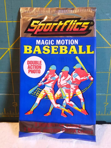 (1) One Pack - New Sealed 1990 SPORTFLICS 3D MLB Baseball Trading Card Star Pack - 3 Cards & 2 Magic Motion Trivia Cards - Shuga Records