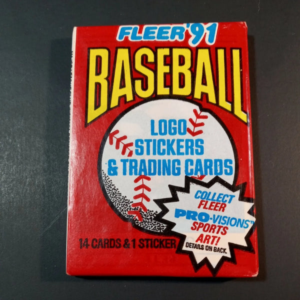 (1) One Pack - New Sealed 1991 FLEER MLB Baseball Trading Card Pack - 14 Cards + Sticker - Shuga Records