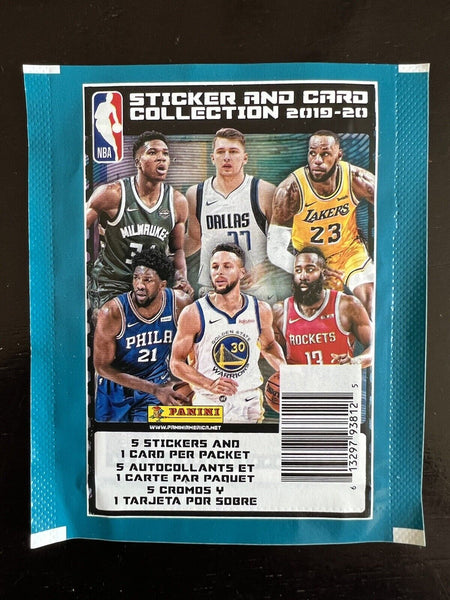 (1) One Pack - 2019-2020 Italy PANINI NBA Basketball Trading Sticker Cards - 5 Stickers & 1 Card - Shuga Records