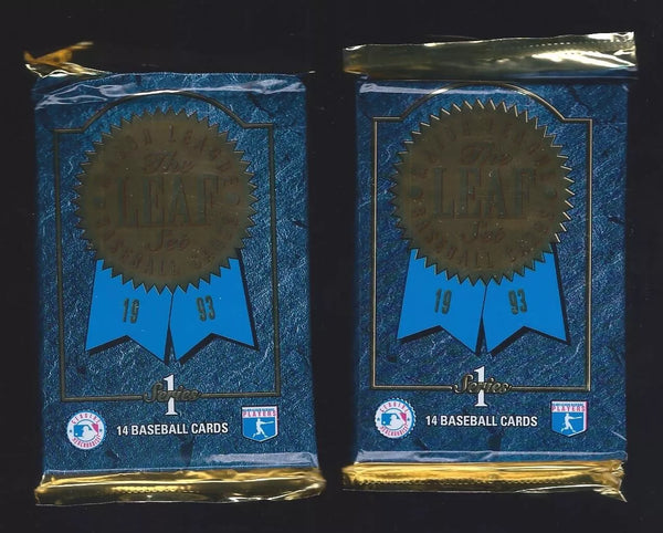 (1) One Pack - New Sealed 1993 Leaf Set Series 1 MLB Baseball Trading Card Star Pack - 14 Cards - Shuga Records