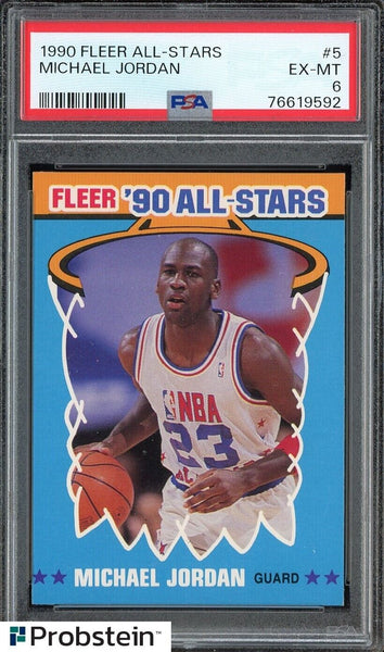 1990 Fleer All-Stars #5 Card - Michael Jordan Chicago Bulls HOF PSA 6 EX-MT - Shuga Records