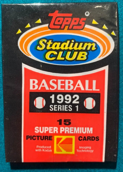 (1) One Pack - New Sealed 1992 Topps Stadium Club Series 1 MLB Baseball Trading Card Pack - 15 Cards - Shuga Records