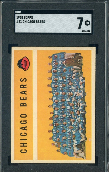 Chicago Bears - 1960 Topps Football Team Card #21 - SGC 7 NM - Shuga Records