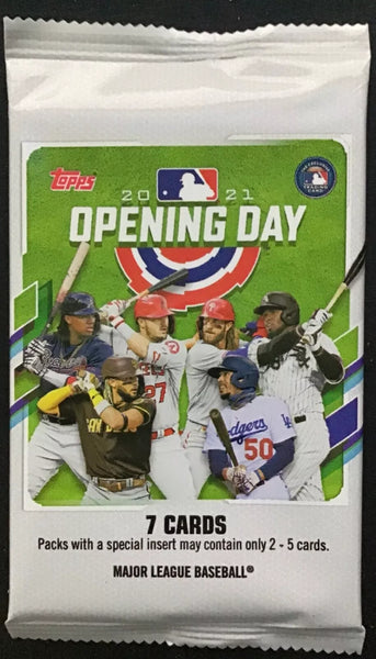 (1) One Pack - New Sealed 2021 TOPPS Opening Day MLB Baseball Trading Card Pack - 7 Cards - Shuga Records