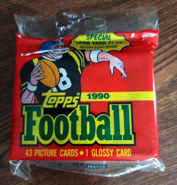 (1) One Jumbo Cello Fat Pack - 1990 TOPPS NFL Football Trading Card - 43 Cards + 1 Glossy Card - Shuga Records