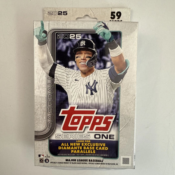 (1) One Pack - New Sealed 2025 TOPPS Series One RETAIL MLB Baseball Trading Hanger Box - 59 Cards - Shuga Records