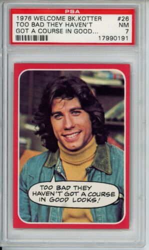 1976 Topps USA - JOHN TRAVOLTA - WELCOME BACK KOTTER Card #26 - PSA 7 NM - Shuga Records