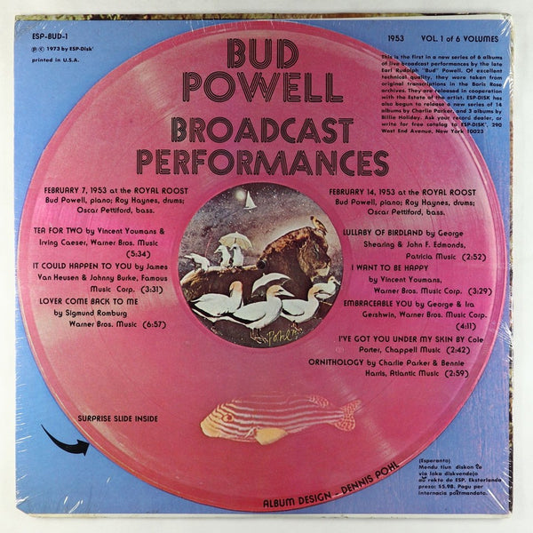 Bud Powell - Broadcast Performances 1953, Vol. 1 - New (opened to verify color) LP Record 1973 ESP Disk Original USA Yellow Vinyl - Jazz / Bop - Shuga Records