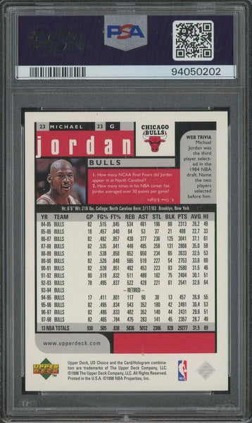 Michael Jordan - 1998-1999 Upper Deck Choice Preview NBA Card #23 Chicago Bulls - PSA 9 MINT - Shuga Records