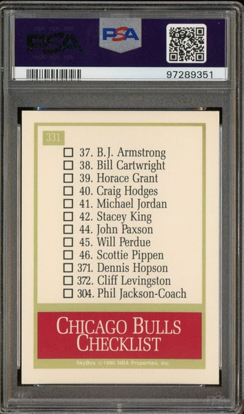 Chicago Bulls Michael Jordan - 1990 Skybox Team Checklist Card #331 - PSA 9 MINT - Shuga Records