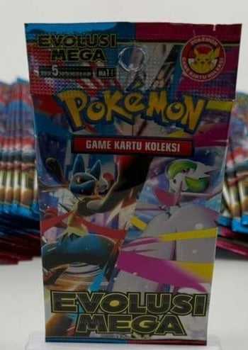 (1) One Pack - Pokemon 2025 Mega Evolution Trading Game Card ma1 - 5 Cards (Indonesian Booster) - Shuga Records