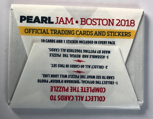 (1) One Pack - New Sealed 2018 Pearl Jam BOSTON Trading Card PACK - 10 Cards & 1 Sticker - Shuga Records