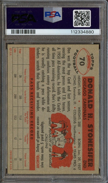 Don Stonesifer 1956 Topps Football Chicago Cardinals #70 USA PSA 4 VG-EX 112334880 - Shuga Records