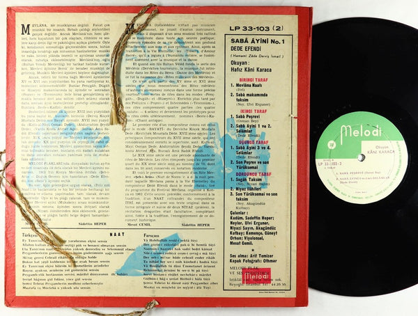 Dede Efendi - Sabâ Ayini No. 1 - VG+ 2 LP Record 1960s Melodi Turkey Vinty - Whirling Derwish Music / Folk / World