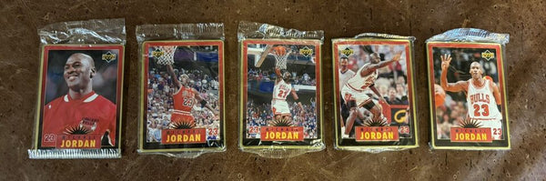 New 1996 Upper Deck Michael Jordan - Chicago Bulls #23 - 5 Metal Cards Set & Collector Tin - Shuga Records