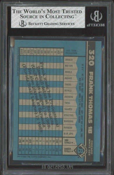 Frank Thomas 1990 Bowman #320 Chicago White Sox RC Rookie Beckett BGS BAS 0007770604 - Shuga Records