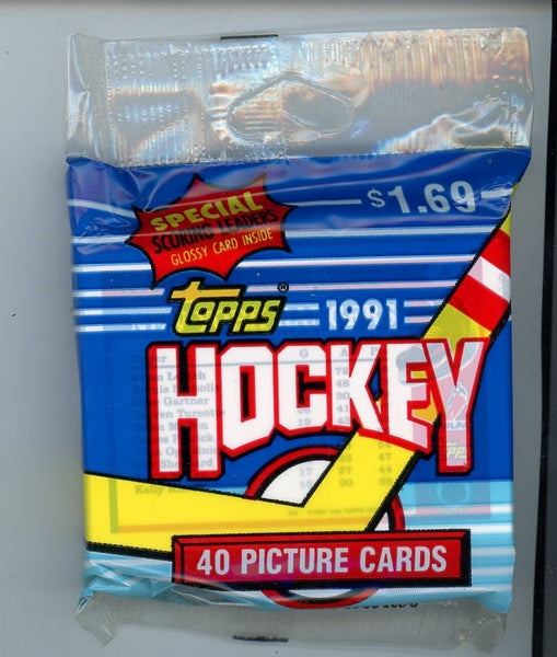(1) One Fat Rack Cello Pack - 1991-1992 Season Topps Hockey NHL Trading Card - 40 Cards - Shuga Records